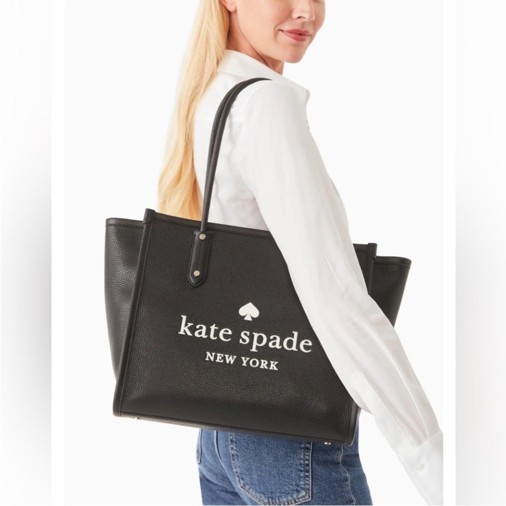 Kate Spade New York Manhattan Large Tote Black Pebbled Leather Bag